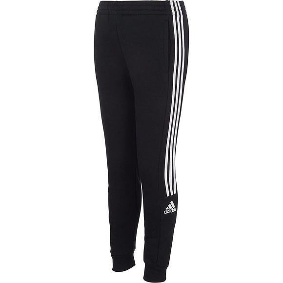 adidas Other - adidas Girls Cotton Fleece Elastic Waist Joggers Black with 3-Stripes Medium NWT